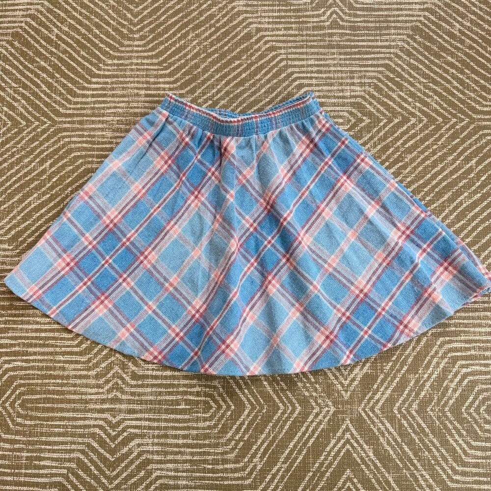 Vintage Sea Isle Sportswear Blue Pink Plaid Circle Skirt Girls Sz 8 Cottagecore